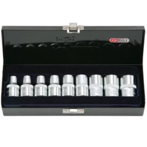 Coffret de 9 douilles TORX® Longueur 38 mm 1/2'' 6 pans E10 à E24 KSTOOLS