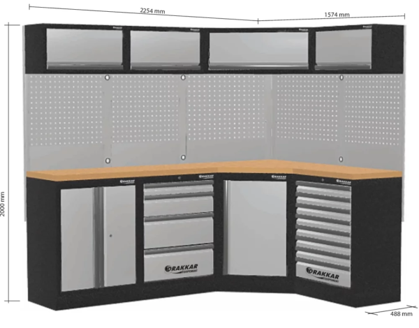 Mobilier d'atelier 4 éléments angle hêtre