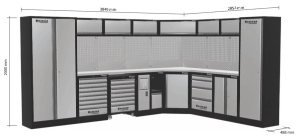 Mobilier d'atelier 8 éléments angle inox